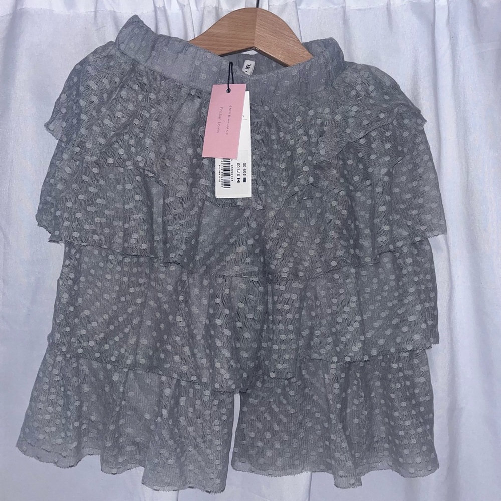 Janie & Jack Gray Mesh Tiered Pants